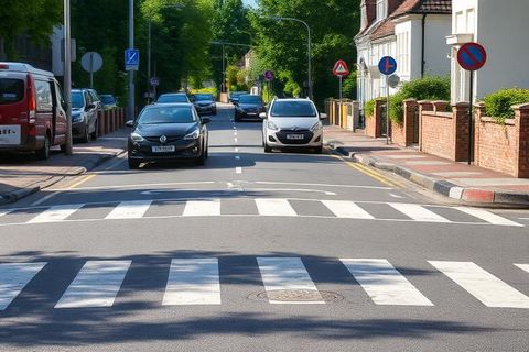 Pas de vianants i vehicles en un carrer del poble